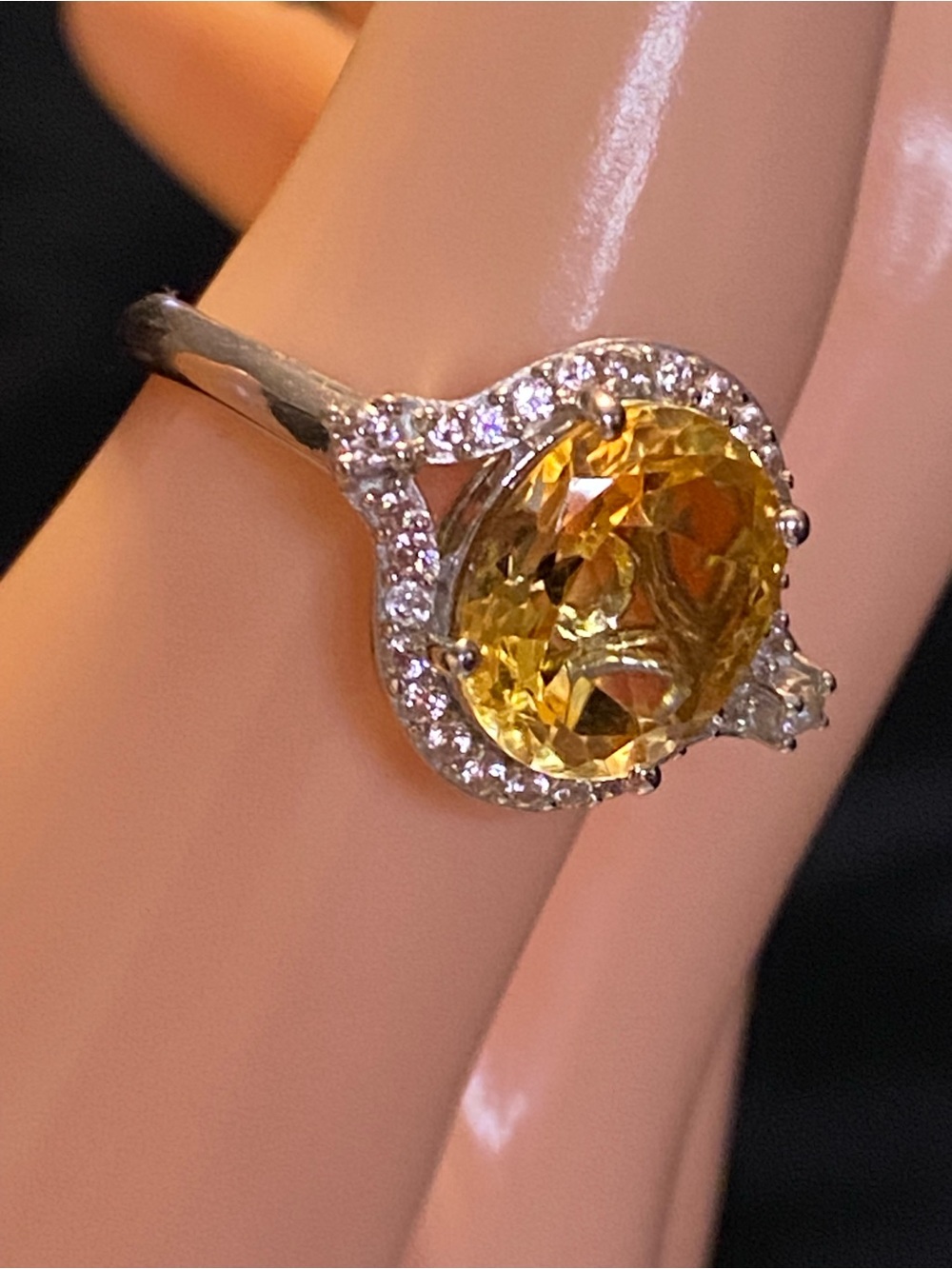 Yellow Brazilian Citrine & White Zircon 3.75 ctw, Platinum over Sterling Silver